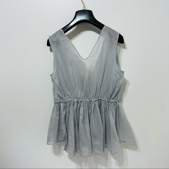 THREE GRACES Lace Up Flowy Babydoll Top Size 8 in Light Gray NWOT - Picture 5 of 8